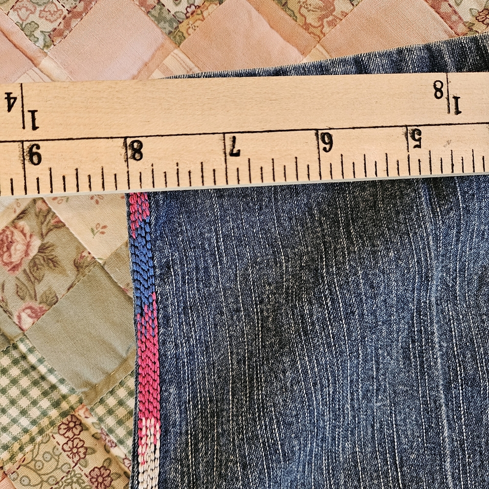 Ruby Rd. Blue Denim  Capris With Decorative Stripe - Picture 6 of 8